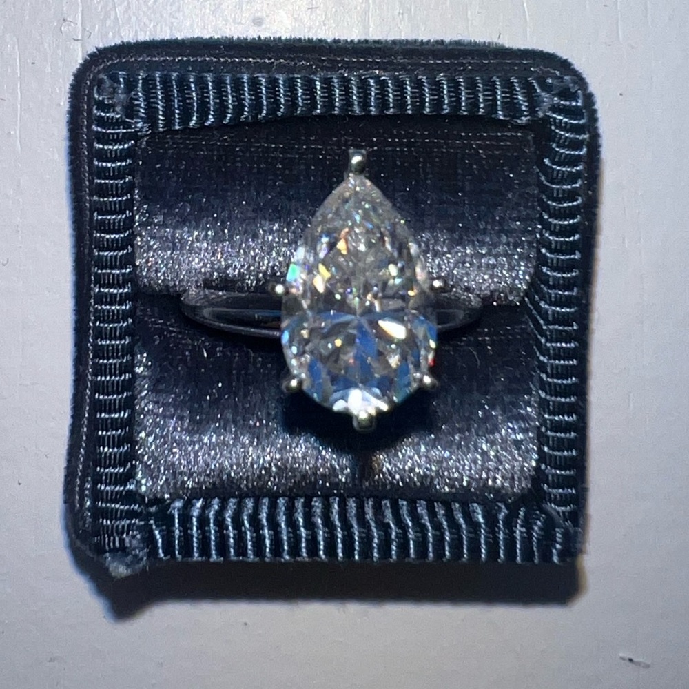 Moissanite Pear Ring
